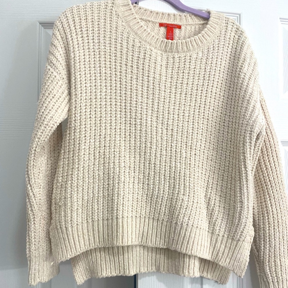 Cream shiny silver sweater